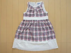 銀座サエグサ sayegusa アウトレット 子供服 女の子 5歳 約 110cm ワンピース ノースリーブ チェック 紺 赤 春 夏 ★3 ガールズ 女児 キッズ 【中古】 ユーズド リサイクル 古着 子ども服 こども
