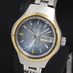 稼動 AT セイコー 21石 カットガラス 2706-0210 青文字盤 デイデイト レディース腕時計 KRK 2000000 NSK