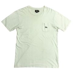 stussy ステューシー　tシャツ ポケT ロゴt  ホワイト　生成色　バーガンディ　XL