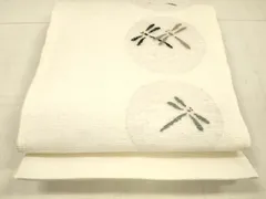 平和屋着物＊夏物　太鼓柄袋帯　蜻蛉丸文　銀糸　正絹　逸品　DAAX0303cm