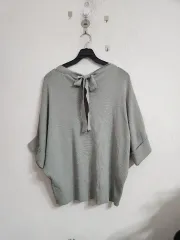 バックリボン 半袖 ニット Tシャツ ミント