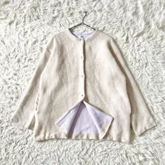 ナチュラルクチュール　フォックス混　ダブルフェイス　ニットコート　カーディガン　アイボリー　レディース