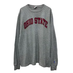 Champion 長袖 プリントTシャツ XL ライトグレー チャンピオン プルオーバー ワンポイントワッペンロゴ 古着卸 アメリカ仕入 a706-5760