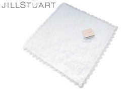 ★ 62 JILLSTUART 수건 손수건 20cm 질 스튜어트 테두리 레이스 리본 화이트 면 100% 엠보싱 22cm