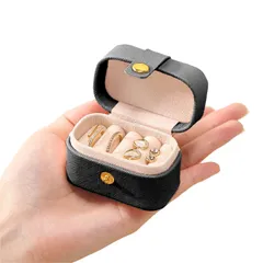 【特価商品】小さめ 宝石箱 ジュエリー収納 ジュエリー アクセサリーケース 小箱 小物入れ 持ち運び 携帯用 指輪 ジュエリーボックス ピアス IM-Doiry　ミニアクセサリーケース (ブラック)