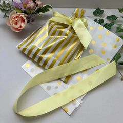✨★可愛い【菜の花カラー】と【光カラー】の「ラッピング袋」（りぼん付き）【ボーダー柄】✴︎（10枚入り）★✨