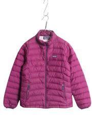 【お得なクーポン配布中!】 パタゴニア ダウン セーター キッズ XXL レディース M 程/ 古着 Patagonia ナイロン ジャケット ブルゾン ハイネック フルジップ パープル