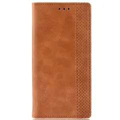 iPhone12 Pro Max ケース 手帳 アイフォン12プロマックス  チェック柄 合革 レトロ 手帳 ケース 【Color】 キャメル