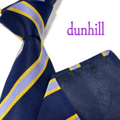 美品✨ ダンヒル  ストライプ  ネクタイ  ネイビー  紺  dロゴ  ビジネス