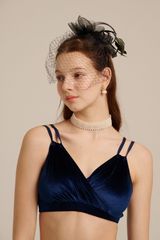 Hepburn Velvet（ヘップバーンベルベット）｜GAZE Style polewear（ゲイズ）Navy（ネイビー／青／紺色／光沢）　ポールダンスウェア　かわいい　おしゃれ　水着韓国　ポールダンスレッスン練習技　発表会