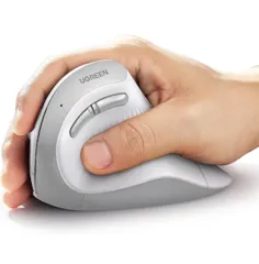 ★UGREEN ワイヤレスマウス 縦型 静音 Bluetooth 5.0 無線2.4GHz 6ボタン 1000/1600/2000/4000 DPI マウスアームを防止 人間工学デザイン PC ノートPC タブレットなどに対応 ホワイト