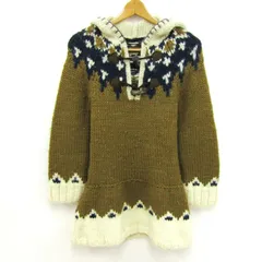 アルバローザ ニットワンピース トップス カウチン チュニック レディース 1サイズ 茶×オフホワイト×紺 ALBAROSA 【中古】