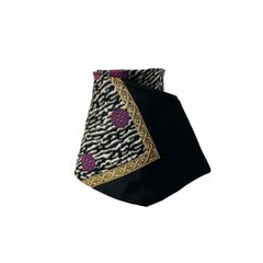 GIANNI VERSACE ジャンニ ヴェルサーチ バロック ドット フレーム柄 シルク ワイド ネクタイ ブラック ゴールド カジュアル イタリア製 当時物