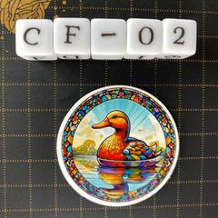 방수 스티커 오리 스테인드 글라스 스타일 일러스트 멋진 CF-2