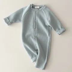 ☆ ブルー ☆ 90cm ☆ ロンパース ベビー ロンパース 長袖 ボディスーツ カバーオール ボディオール ベビー服 前開き 無地 赤ちゃん 服 男の子 女の子 秋冬 春秋 おしゃれ かわいい オシャレ 可愛い 春 秋 冬 子供服 子ども服 こども服