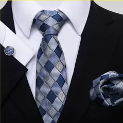 ネクタイ　ポケットチーフ　カフスボタン　3点セット　結婚式　パーティー　イベント　ビジネス　卒業式　入学式　入社式　格子柄　市松模様　ストライプ柄　チェック柄　シルバー色　グレー色　ネイビー色　ブルー色　スーツ　ワイシャツ　小物　格安