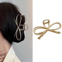 髪留め 人気 ヘアアクセサリー 韓国風 おしゃれ シンプル 贈り物 オフィス レディース用 大きめ ヘアクリップ オフィス バンスクリップ 髪飾り クリップ HAPVITAL (メタル・ボウ)