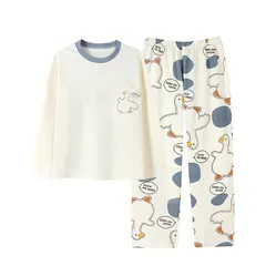 【新品】 [PHOLEEY] パジャマレディース長袖上下セット丸首かわいい部屋着快適通気ルームウェア春秋冬 1