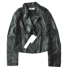 新品 no brand ノーブランド フェイクレザー ダブルライダースジャケット L ブラック アウター h053