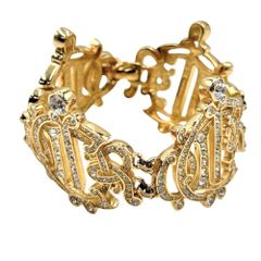 クリスチャンディオール バングル レディース エンブレム アクセサリー ブレスレット Christian Dior ラインストーン    ゴールド 約65.0g【中古品】