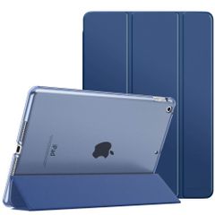 新品 傷防止 裏地マイクロファイバー 高級PUレザー 三つ折り スマートケース スタンド 薄型 オートスリープ機能 半透明 第9/8/7世代(2021/2020/2019) ケース ケース NavyBlue 10.2 iPad iPad MoKo 2021 9