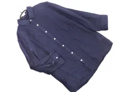 BEAMS ビームス リネン100% 7分袖 シャツ sizeM/紺 ■◆ メンズ