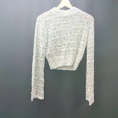 ◇ ZARA ザラ ハイネック ショート丈 透かし編み 長袖 ニット サイズM グリーン レディース E  【1308290030349】