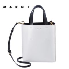 【新品未使用】マルニ MARNI SHMP0039Y0 LV639 MUSEO ミュゼオ 2Way ミニバッグ ハンドバッグ ショルダーバッグ 巾着 小さめ コンパクト 斜めがけ 本革 ピンク ホワイト