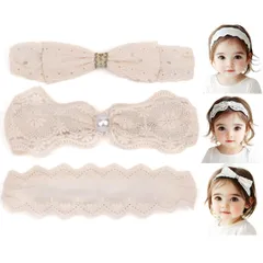 新品 BIANHUAN ベビー ヘアバンド 赤ちゃん へアバンド キッズ コットン リボン 3本セット ヘアアクセサリー 髪飾り 髪留め カチューシャ 花 かわいい 出産祝い 誕生日 プレゼント (ホワイト)