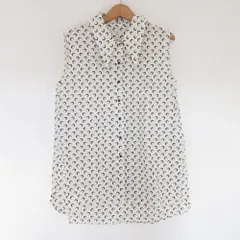 美品 IENA イエナ モノトーンプリント デザインカラーブラウス シャツ ベージュ ブラック レディース 古着 中古 USED