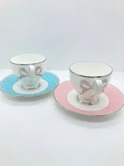 【新品】ナルミ　フェリシータ！　ペアティー<!-利用不可文字-!>コーヒーセット　カップソーサー　コーヒーカップ　カップ　コーヒー　紅茶　来客用　プレゼント　ギフト　贈り物　ピンク　ブルー　リボン　かわいい