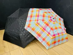保管品 ShedRain 傘 2本セット シェッドレイン 折りたたみ傘  自動開閉式 ブラック 柄 チェック/92884