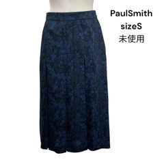 □ 未使用 PaulSmith ポールスミス ロングスカート プリーツスカート 花 ブラック ネイビー レディース S5T324
