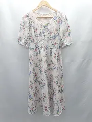 ◇ ⊂ PROPORTION BODY DRESSING Vネック 花柄 半袖 ロング ワンピース サイズ3 ピンク レディース E  【1412090013652】