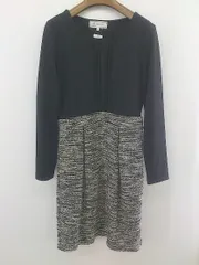 ◇ ROPE PICNIC ロペピクニック ニット 切替 長袖 ミニ ワンピース サイズ38 ブラック ホワイト レディース P  【1301060005073】