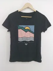 ◇ ROXY ロキシー プリント コットン100% 半袖 Tシャツ カットソー サイズM/M/M ブラック ピンク マルチ レディース P  【中古】 【1209120001228】
