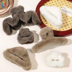 ファーヘアクリップ ふわふわ ファー ヘアクリップ モコモコ ヘアクリップ 大きめ バンスクリップ フェイクファー ヘアクリップ リボン ヘアクリップ レディース 髪留め 髪飾り まとめ髪 パーティー デイリー 秋冬 ヘアアクセサリー 大人可愛いqiyue01