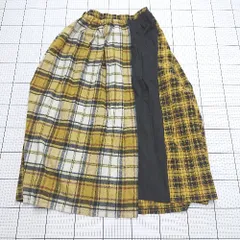 ◇ ⊇ アメリカンホリック チェック柄 ロング プリーツ プリーツフレアチェックスカート サイズF イエロー系 レディース E  【1508200029160】
