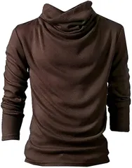 (アスペルシオ) aspersio メンズ モックネック 無地 インナー シャツ カジュアル ゆったり ハイネック カットソー タートルネック 大きい サイズ 大き目 大きめ ゆる ウェア スリム ロング丈 ロング 長袖 スマート 防寒 あっ [モカ] [L]