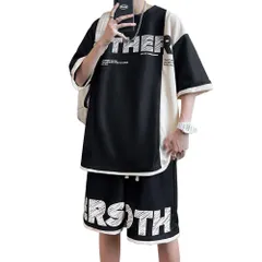 【在庫処分】[SUKESEM] 夏服 メンズ Tシャツ 半袖 上下 セット 大きいサイズ ゆったり おしゃれ ジャージ 上下 スウェット 服 トップス ハーフパンツ ショート パンツ アップ 無地 快適 スポーツウェア セットアップ