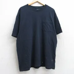 XL/古着 ディッキーズ Dickies 半袖 ブランド Tシャツ メンズ 無地 胸ポケット付き 大きいサイズ コットン クルーネック 濃紺 ネイビー 25a