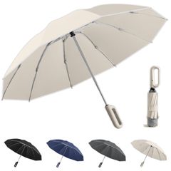 【人気商品】兼用 男＆女 軽量コンパクト 収納ポーチ付き 台風・大雨・梅雨対応 テフロン加工反射テープ付き 耐風撥水 逆折りたたみ式 【10本骨・高密度310T生地】 ワンタッチ自動開閉 折りたたみ?