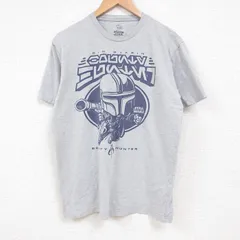 M/古着 半袖 Tシャツ メンズ スターウォーズ STAR WARS マンダロリアン クルーネック グレー 霜降り 25jul14 中古