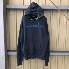207 THE NORTH FACE パーカー メンズ M ネイビー ノースフェイス フーディー プリントロゴ 裏起毛 古着卸 アメリカ仕入