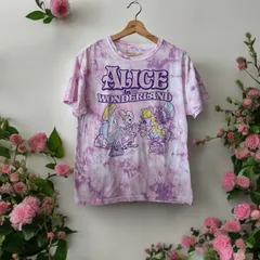 LADIES and KIDS【サイズL】ディズニー　Disney ディズニープリンセス　アリス　不思議な国のアリス　タイダイ　ピンク　パープル　Tシャツ