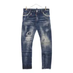 DSQUARED2 (ディースクエアード) 18SS SEXY TWIST JEANS セクシーツイスト ペイント ダメージ加工 ストレッチ デニム スキニーパンツ インディゴ S71LB0476 S30342