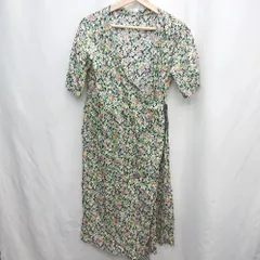 ◇ ⊂ ehkasopo エヘカソポ 全体に花柄 半袖 ロング ワンピース サイズM グリーン系 レディース E  【1505220015203】