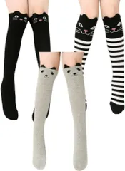 Leiasnow ハイソックス ニーハイソックス 靴下 女の子 動物柄 かわいい ロング( セットA,  Free Size)