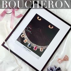 ＜1985 広告＞Boucheron ブシュロン 猫  ヴィンテージ アートポスター フレーム付き　猫グッズ インテリア モダン おしゃれ  かわいい 壁掛け  ポップ レトロ