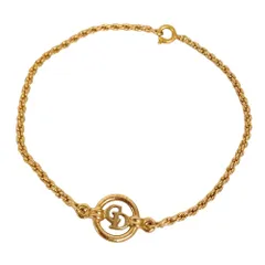 CHRISTIAN DIOR クリスチャンディオール CD サークルロゴ ブレスレット GP ゴールド ヴィンテージ 腕周り18.5cm 正規品 / 40392